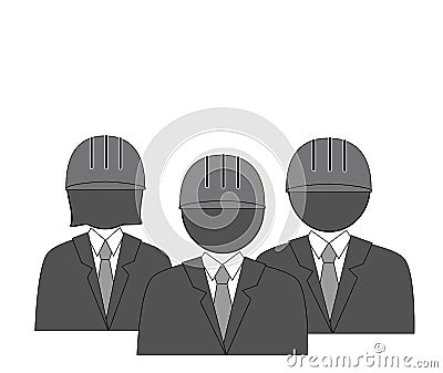 Business team. people in business attire in construction helmets. icons vector illustration. Vector Illustration